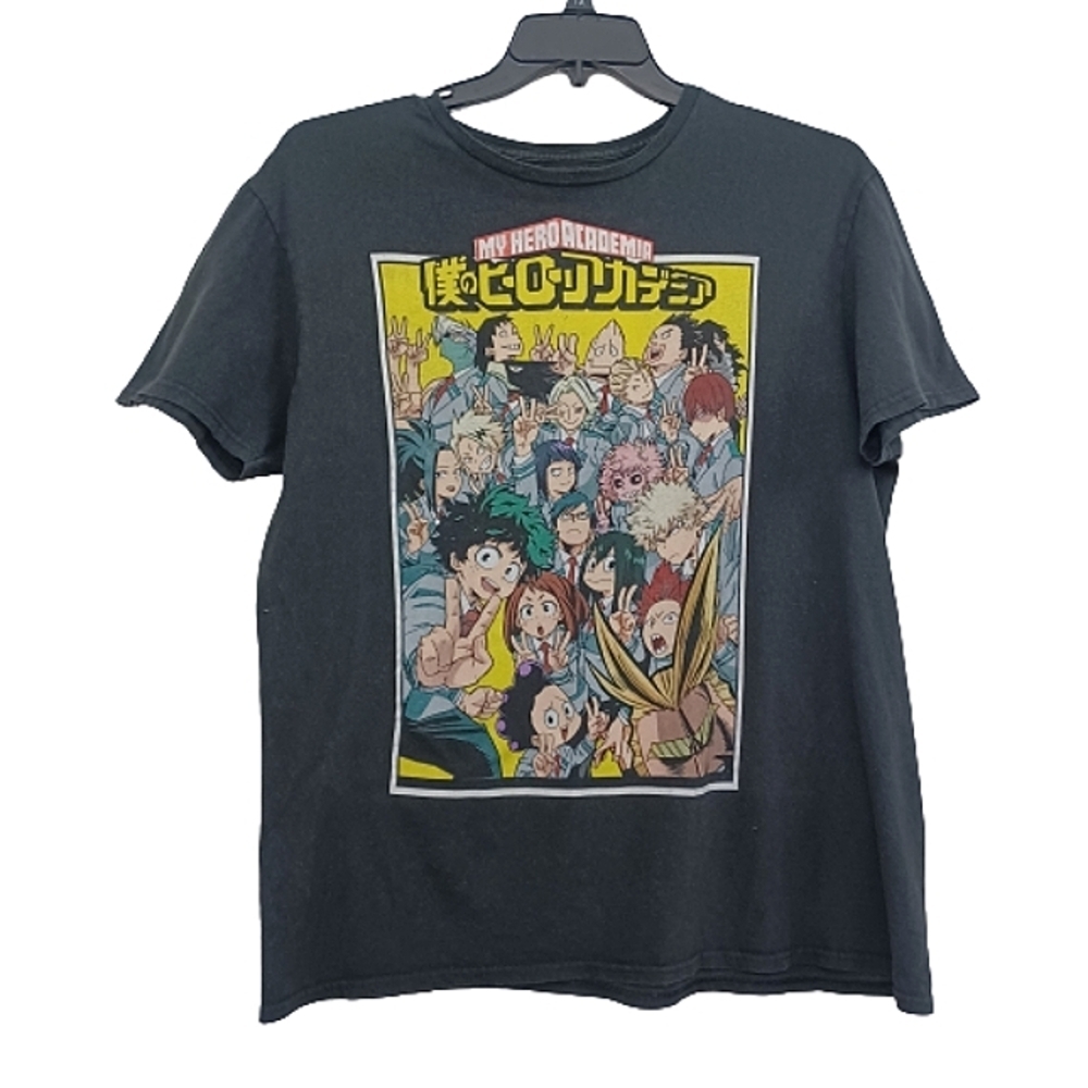 MY HERO ACADEMIA Black Cotton Fan T-shirt Character Casual Crewneck Top